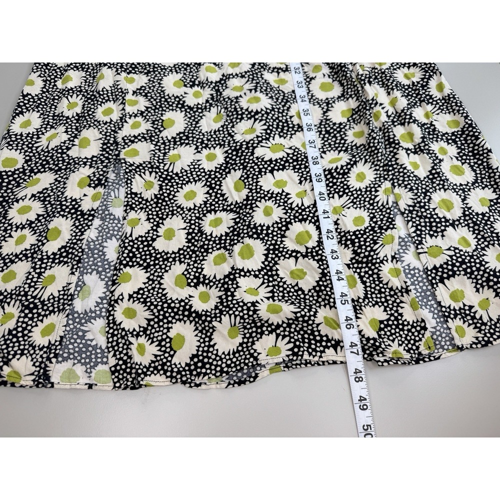90s Daisy Floral Midi Dress 12 Black White Cottagecore Feminine Flutter Sleeve - Picture 6 of 16